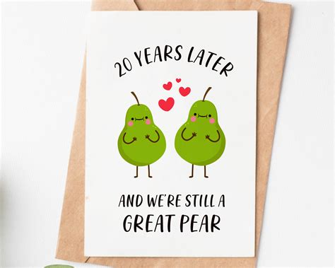20 Year Anniversary Card Great Pear Funny Love Card Husband Etsy Uk