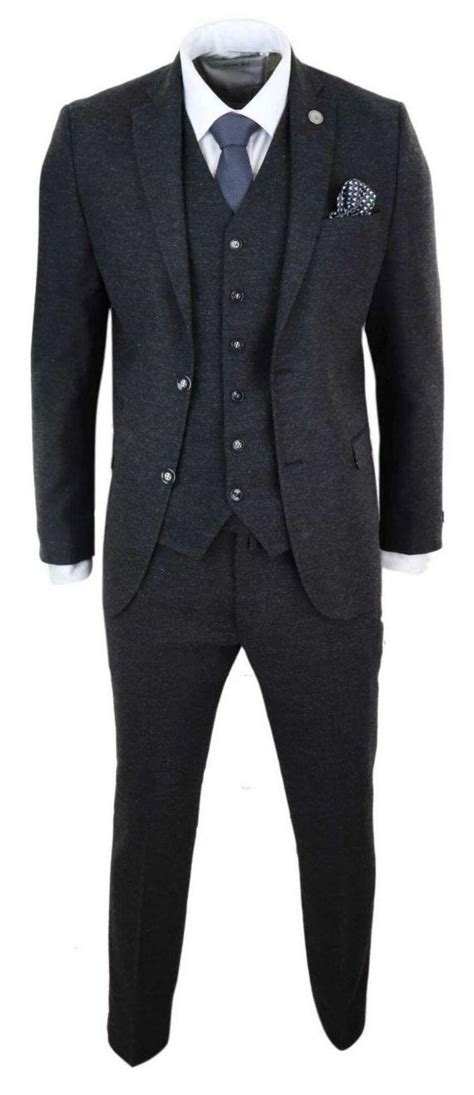 Black Suits Tweed Herringbone Tweed Suits Peaky Blinders Wool Suit Wool
