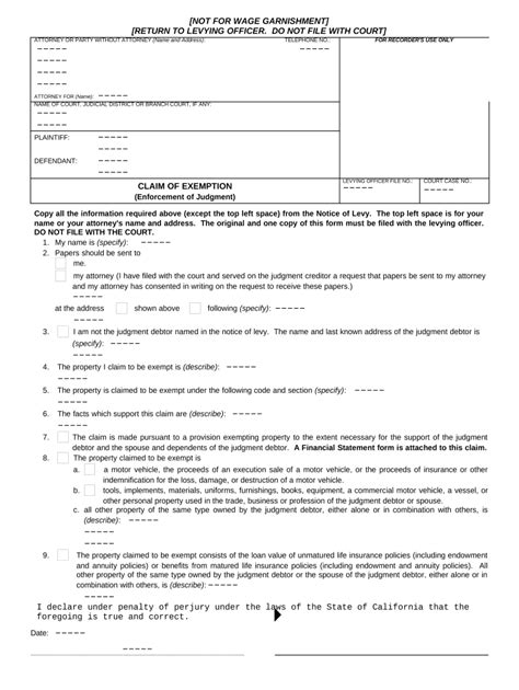 Claim Of Exemption California Form Fill Out And Sign Printable Pdf