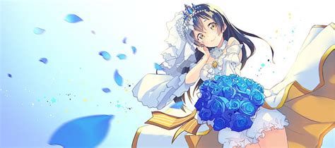 Hd Wallpaper Love Live Anime Girls Sonoda Umi Sitting Flowers