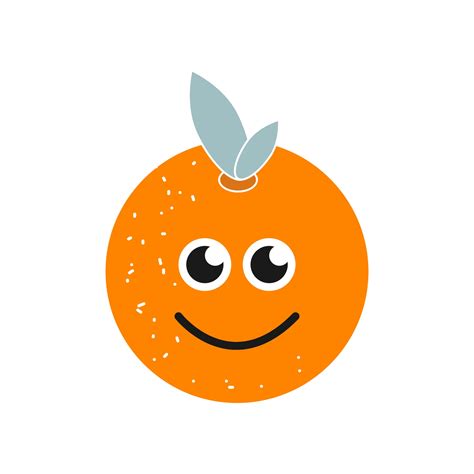 Cartoon Orange Fruit With A Smile On A White Background Icon Vector