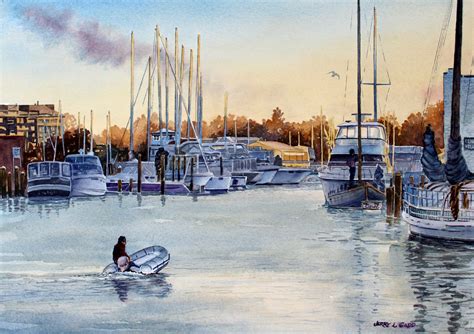 Painting Sunset At Annapolis Harbor Original Art By Jerry L Gadd
