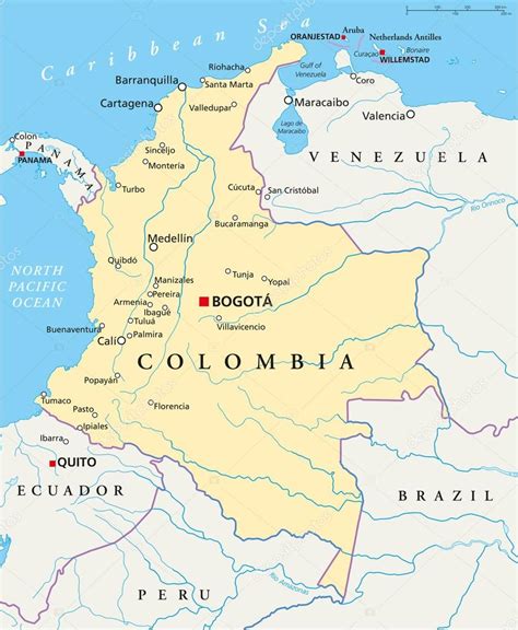Carte Politique De Colombie Image Vectorielle Par Furian © Illustration