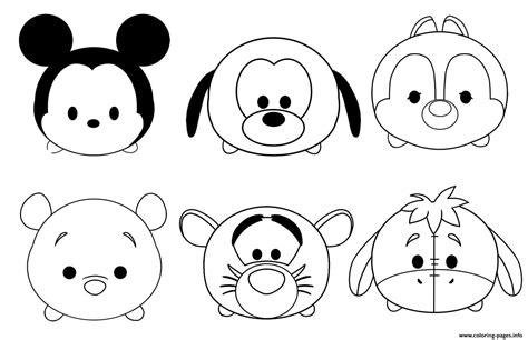 Kawaii Disney Characters Coloring Page Printable