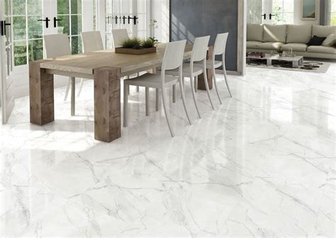 Porcelain floor tile (11.57 sq. Blanco Carrara Marble Effect Gloss Ceramic Floor 450 x 450 Tile - Luxury Tiles