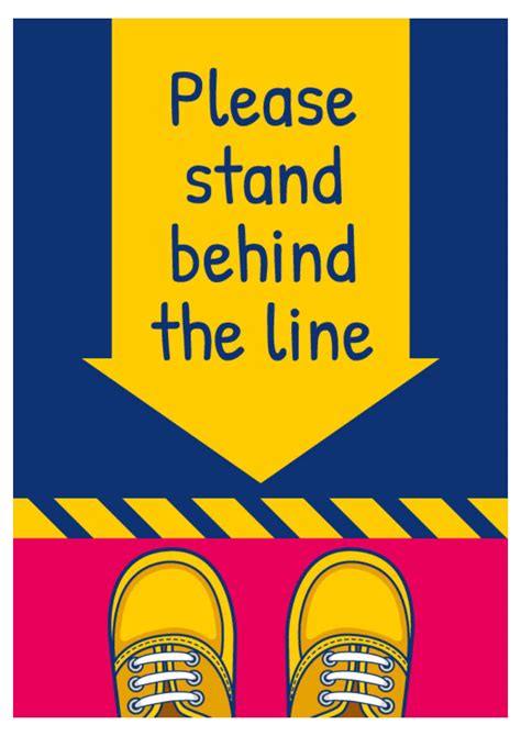 Please Stand Behind The Line Sign For Schools Kids