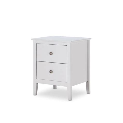 To create a contemporary bedroom oasis to create a perfect bedtime reading nook, top each modern nightstand with a table lamp and store books, magazines, tablets, reading glasses and whatever else you need within reach in drawers. Avana 2 Drawer White Bedside Table Chrome Handles | Buy ...