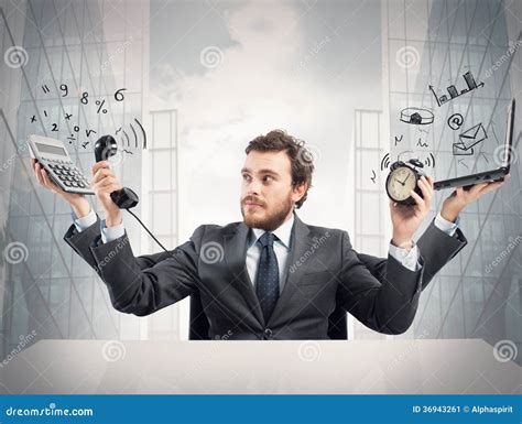 Multitasking Businessman Stock Image Image Of Chaos 36943261