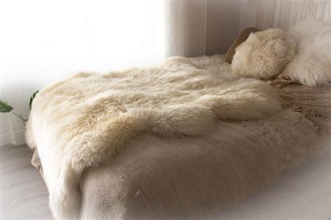Real Fur Sheepskin Throw Super Large Sheepskin Rug Boho Blanket Merino Triple Sheepskin