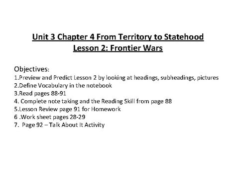 Unit 3 Chapter 4 From Territory To Statehood