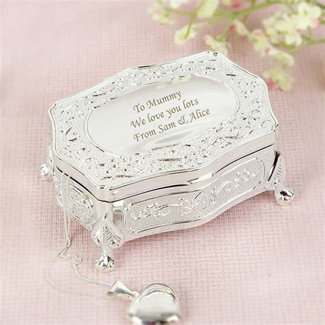 Personalised Jewellery Box Silver Trinket Box Lined Add Message Name