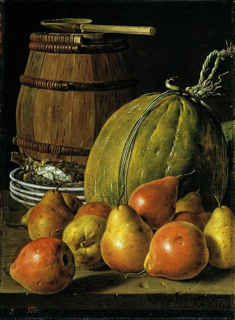 Still Life With Pears Melons Cask And Plates With Fish 1764
