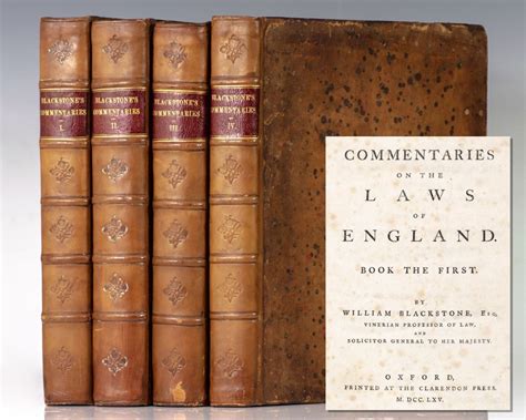 Commentaries On The Laws Of England William Blackstone First Edition