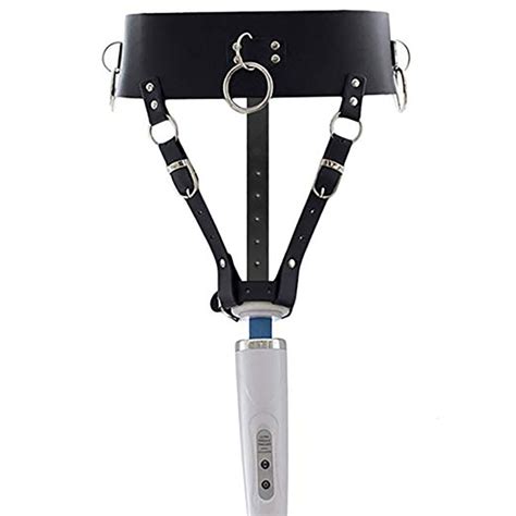 erotic pu leather forced orgasm belt female chastity magic wand holder bondage harness strapon