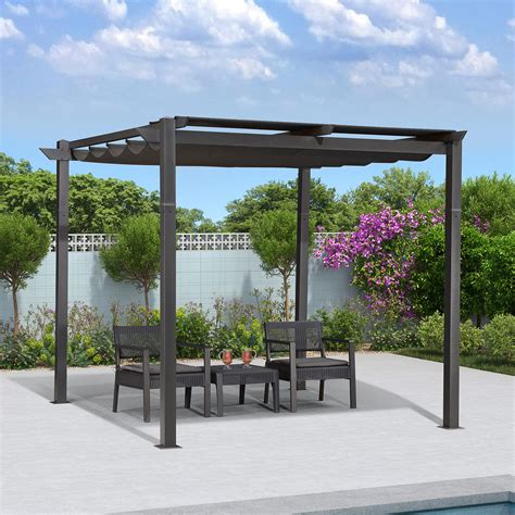 Buy Purple Leaf Outdoor Retractable Pergola With Sun Shade Canopy X