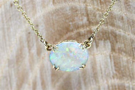 Stunning Ct Gold Opal Pendant And Chain Etsy