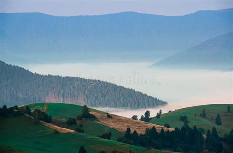 Fog In Autumn The Mountains Of The Carpathians In Ukraine Stock Photo
