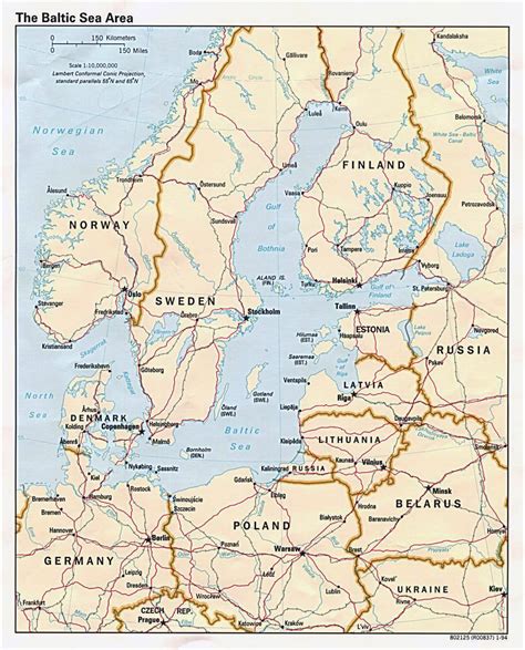 Detailed Map Of The Baltic Sea Area The Baltic Sea Area Detailed Map