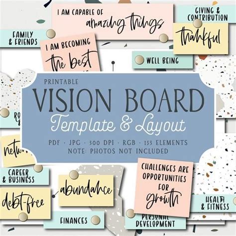 Vision Board Template Printable Layout Manifesting Etsy In 2021