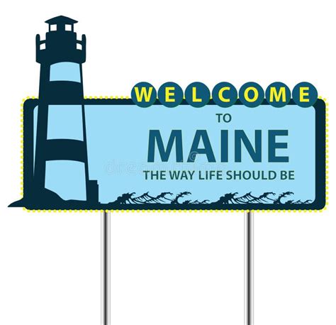 Welcome To Maine Road Sign Stock Vector Illustration Of Symbol 117962330