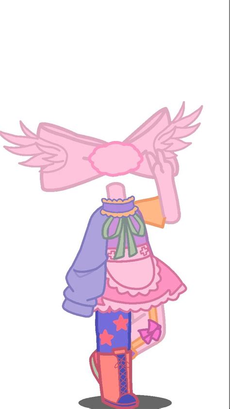 A Drawing Of A Girl With Pink Hair And Wings On Her Head Wearing A Dress