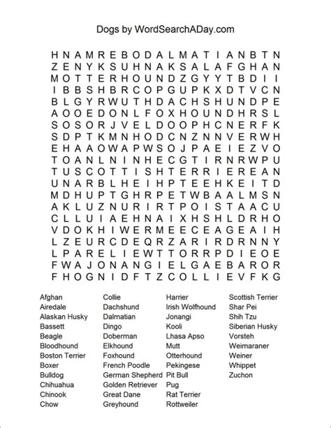 Dog Breed Word Search Printable Printable Word Searches