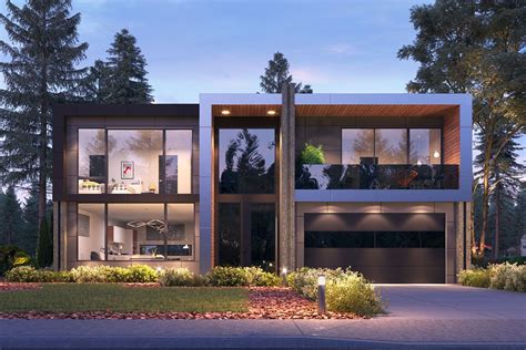 Clean Exterior Lines Come Together To Form This Jaw Dropping Contemporary Two Story House Plan