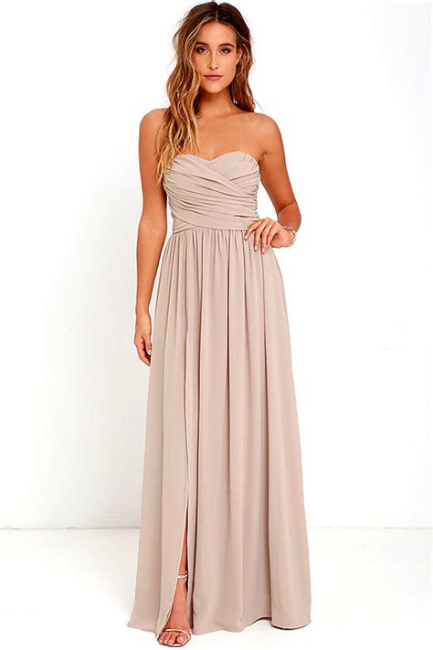 Lovely Taupe Gown Strapless Dress Maxi Dress 8200