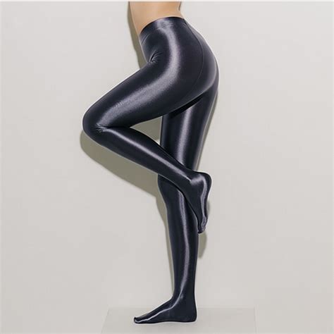 Nestwomen Tights Pantyhose Sexy Tight Fitting Solid Color Satin Pants