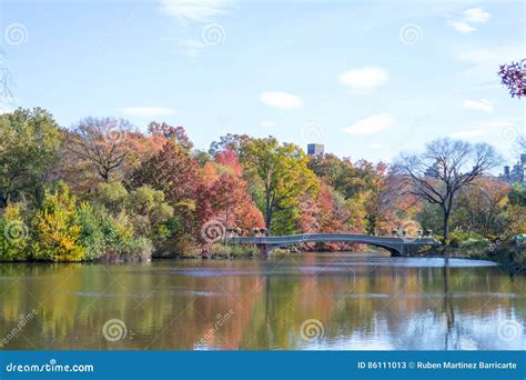 Bow Bridge During The Fall In Central Park Stock Image Image Of