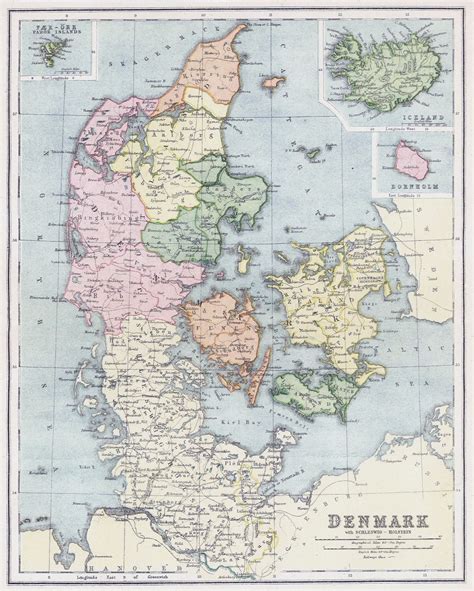 Large Detailed Old Political And Administrative Map Of Denmark With