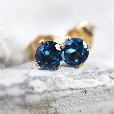 London Blue Topaz Stud Earrings By Artique Boutique