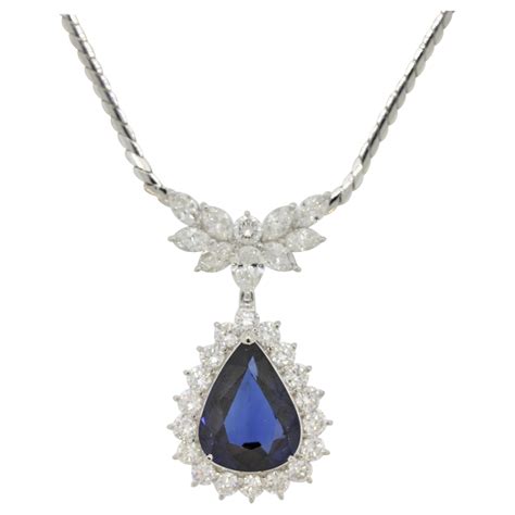 1950s Important Sapphire Diamond Drop Necklace For Sale At 1stdibs