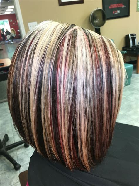 Red Blonde And Brown Highlights
