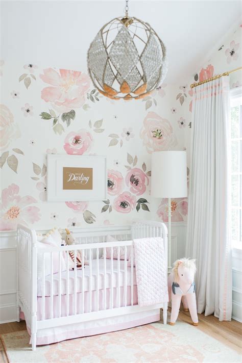 Love The Wallpaper Baby Girl Nursery Wallpaper Wall White And Pink