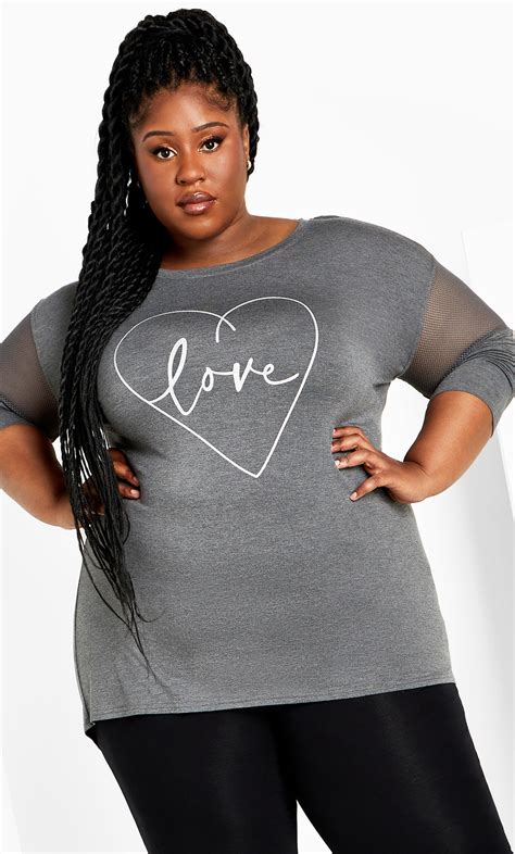 Plus Size Mesh Charcoal Sleeve Top