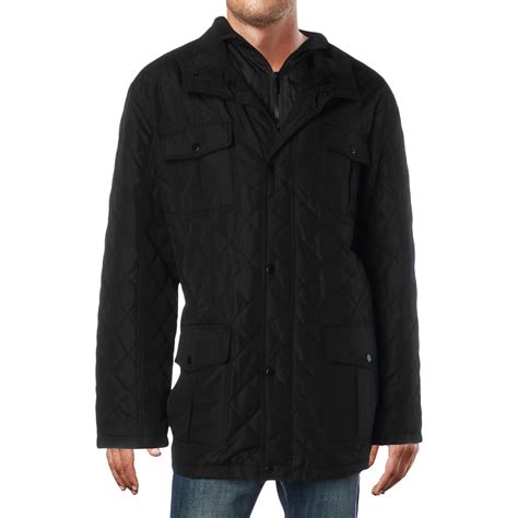 London Fog Mens Black Winter Quilted Coat Outerwear Big And Tall 3xlt