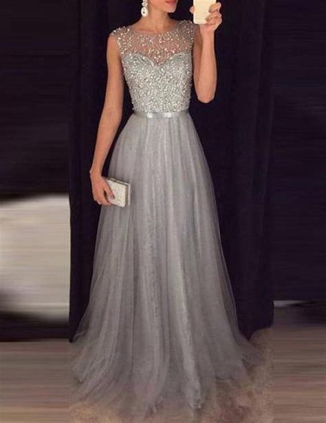 Silver Grey Prom Dress Evening Gown Graduation Party Dress Formal Dress Dresses For Prom In 2021