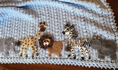 Crochet Animal Baby Blanketsafarijungle Etsy Baby Blanket Animals