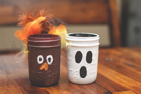 Thanksgiving Turkey Mason Jars Sprinkled And Painted At Ka