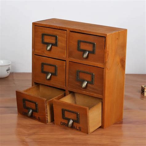 Small Drawer Organizer Wood Wooden Cabinets Vintage