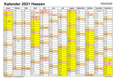 Kostenlos april 2021 kalender zum ausdrucken [pdf, excel. Schulkalender 2021 Kalender 2021 Hessen Zum Ausdrucken ...
