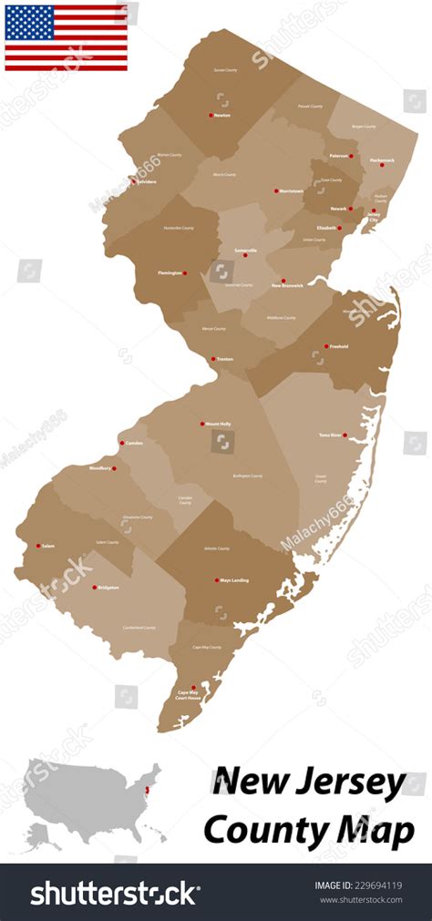 A Large And Detailed Map Of The State Of New Jersey With All Counties