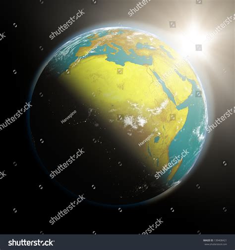 Space View Of The Sun Rising Over Africa On Planet Earth Elements Of