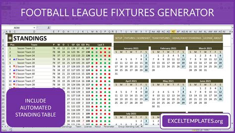 Soccer League Generator And Automatic Standing Table Template