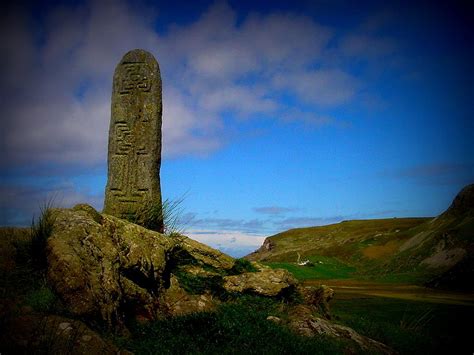 Ancient Standing Stone Glencolmcille County Donegal Ireland Photo By