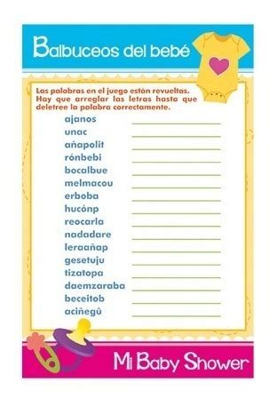 Juegos de diferentes temáticas para baby shower listas para imprimir y con sus respuestas incluidas. Juegos Para Baby Shower Crucigrama Con Respuestas - Tengo un Juego