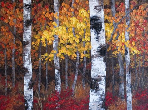 A Night To Remember Original Acrylic Aspen Birch Tree Painting By