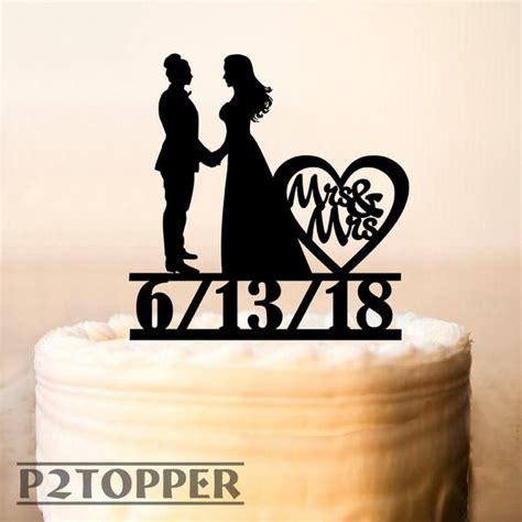 Lesbian Cake Topper With Datelesbian Wedding Cake Toppersame Etsy
