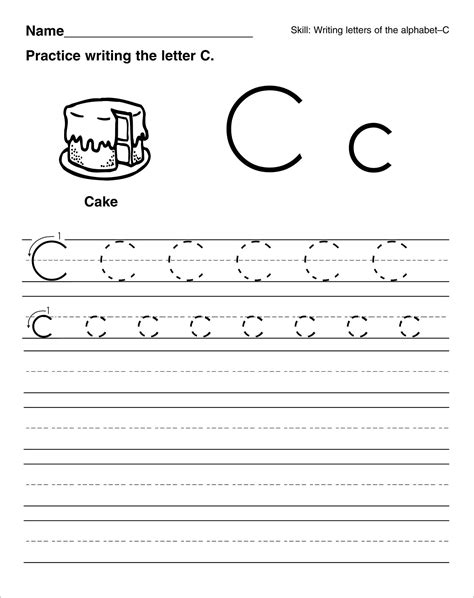 Trace The Letter C Worksheets Activity Shelter Writing Practice